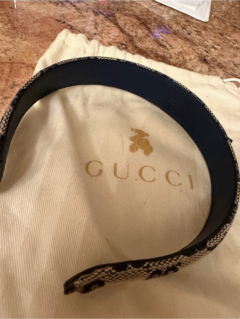 Gucci Black and Beige Monogram Canvas Headband